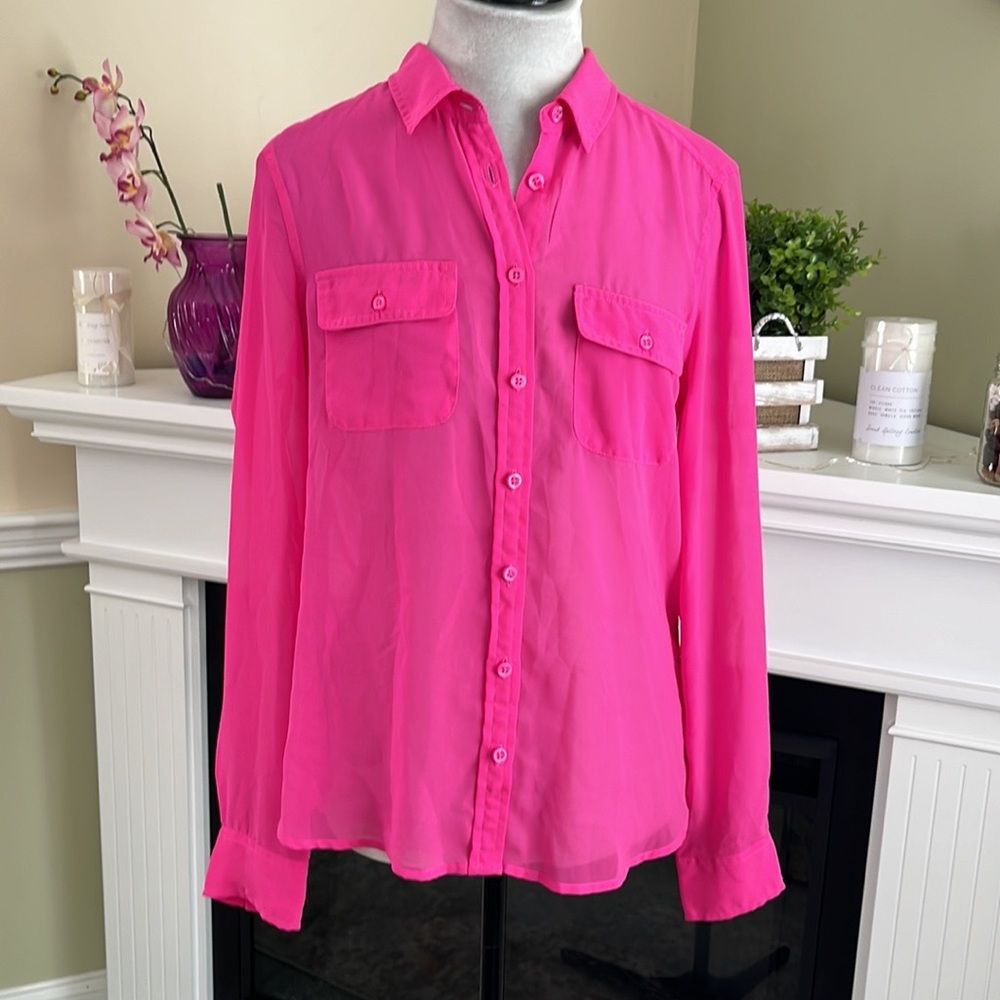 American Eagle Pink Button Down Blouse - image 5